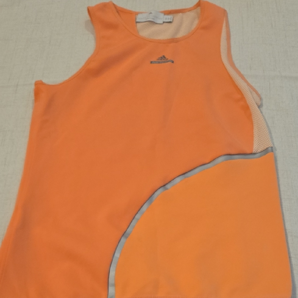 Stella Girl's Tennis McCarthney Adidas Vibrant Orange Tank with Gray Detail